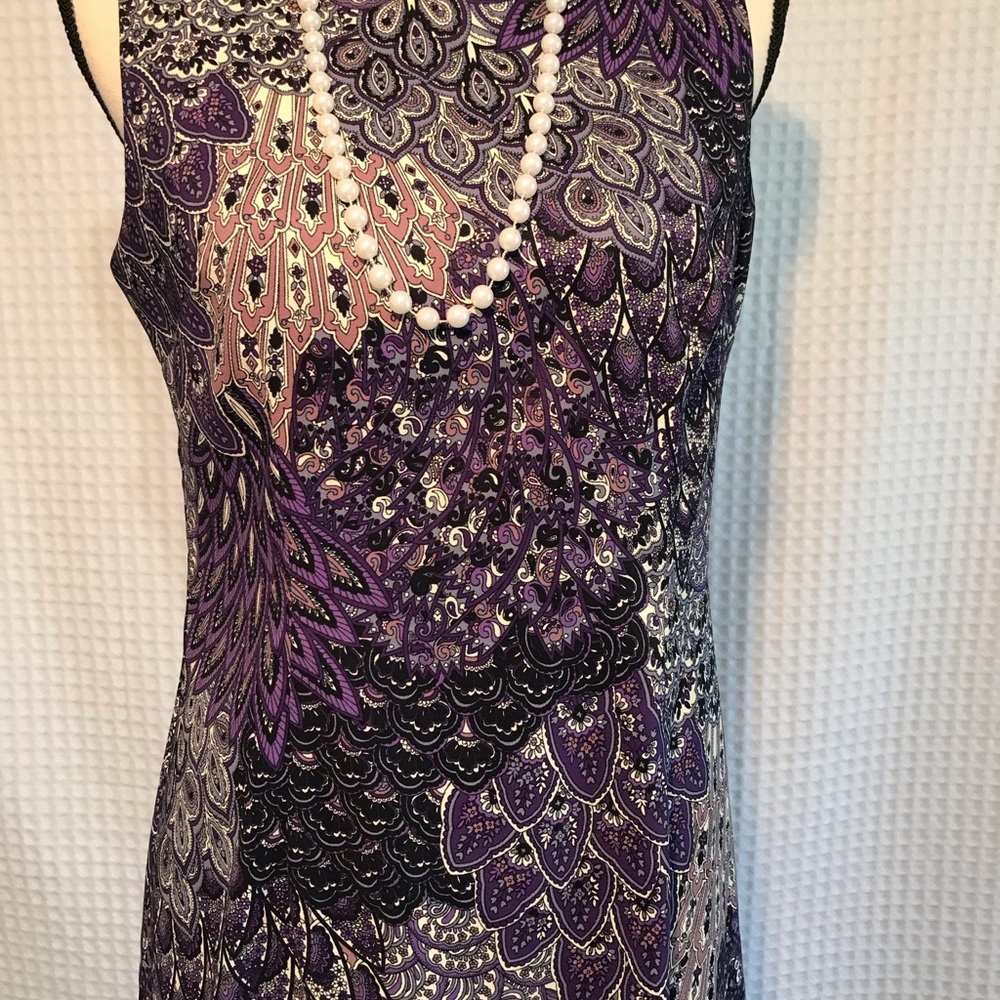 Connected Apparel Purple Print Sleeveless Dress